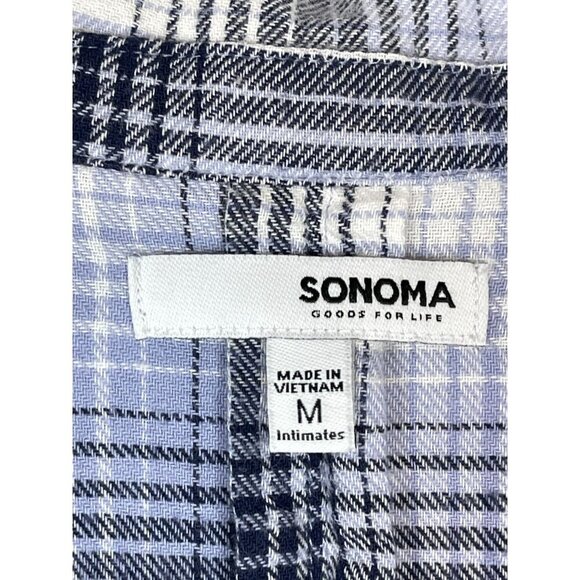Sonoma Medium Long Sleeve Plaid Button Down Night Gown Purple White Black - Picture 4 of 7